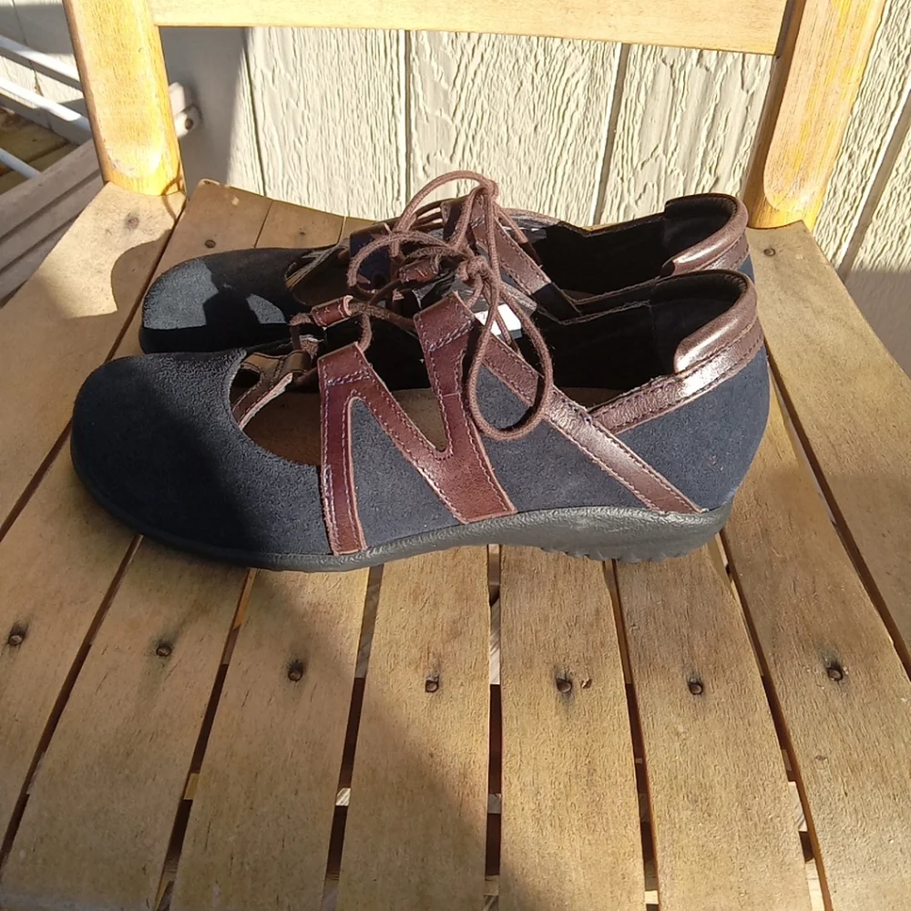 NAOT BLUE SUEDE LEATHER LACE UP MARY JANE SHOES SANDALS SIZE 36 U.S.A 5 - Picture 5 of 16